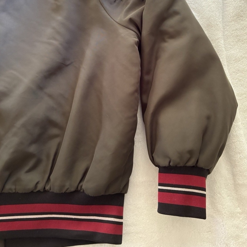 H&M Divided Bomber Jacket Womens 12 Olive Green Tiger Patch Varsity Streetwear - Picture 12 of 16